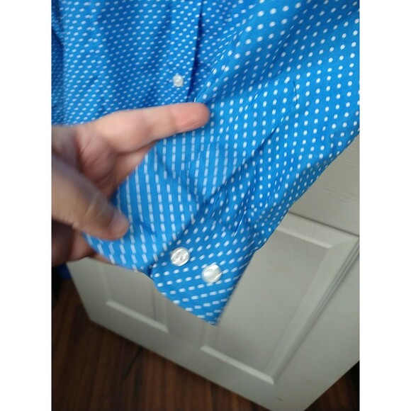 Orvis Woman 8 Blue White Polka Dot Wrinkle Resist LS Button Business Casual... - Picture 5 of 8